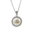 925 Silver Freshwater Pearl Pendant with CZ